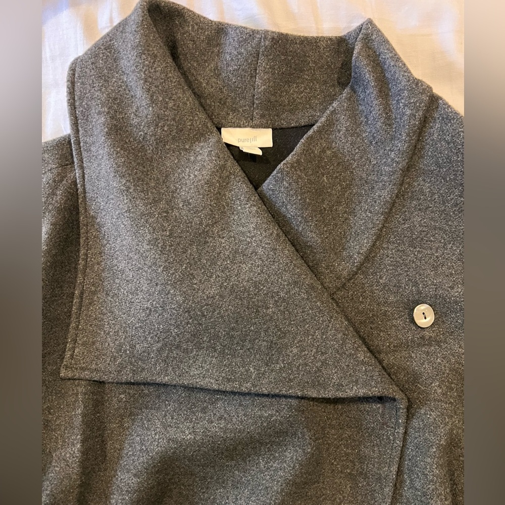 J Jill Gray Wrap Jacket With Single Button Closur… - image 2